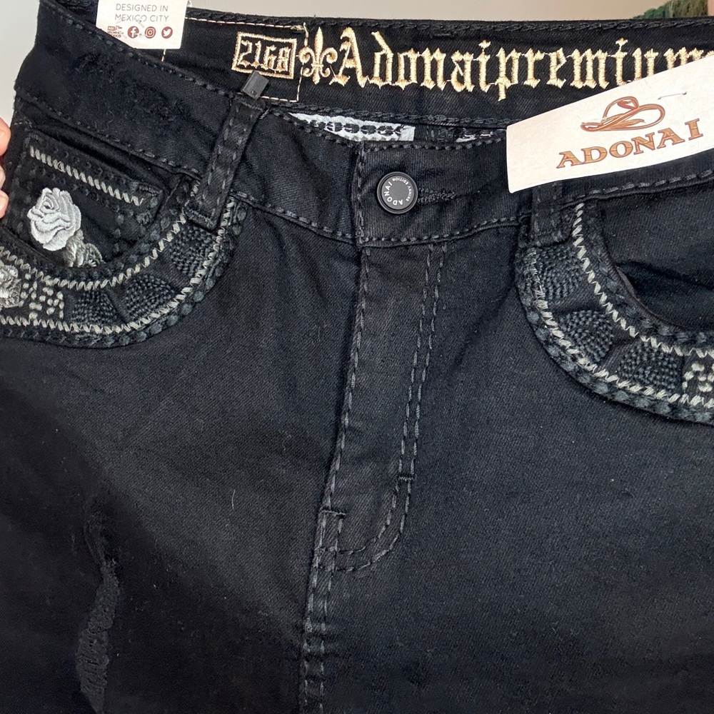 Adonai Corte Vaquero Embroidered Flare Jeans SIZE 9 - Picture 5 of 9